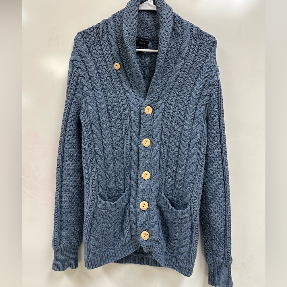 J Crew Cotton Oversized Cable Knit Cardigan Sweater.